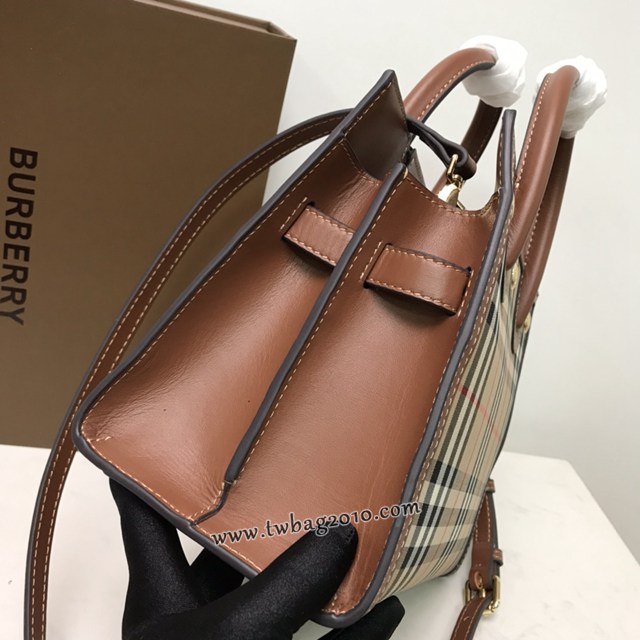 Burberry專門店新款小號Title泰爾勒手袋 巴寶莉Vintage復古格紋手提托特包肩背女包 yxb1506